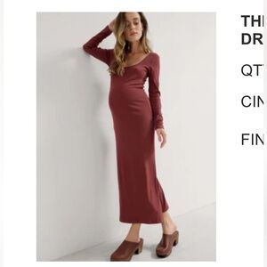 HATCH Elegant Long Sleeve cinnamon maternity Dress